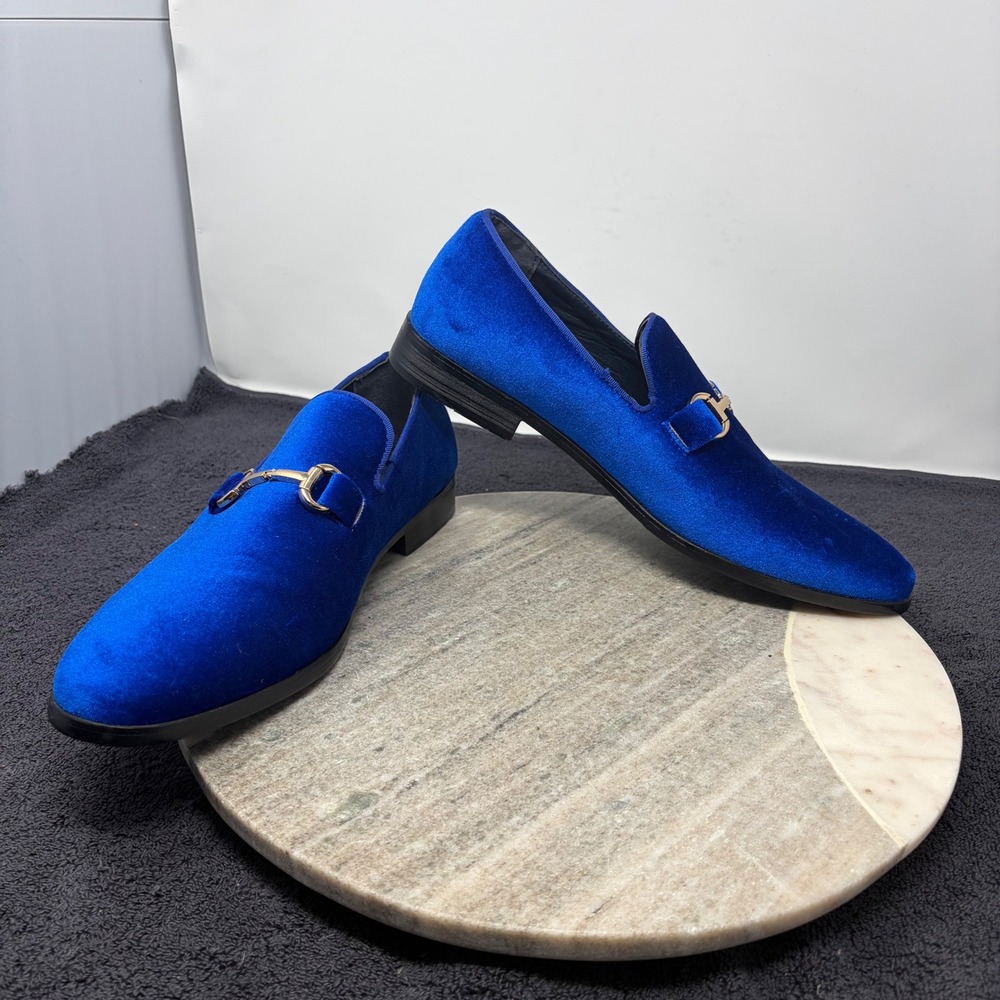 Alberto Fellini‎ Mens Cobalt Blue Velvet Bit Loafers Scotland 11 Dress Shoes